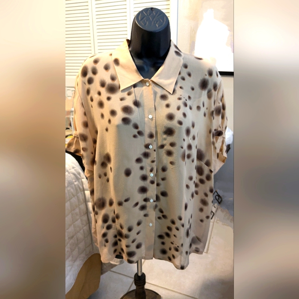 I E Silk Animal Print Shirt plus size 20W